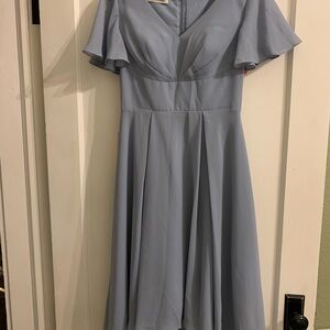 JJs House Dusty Blue Chiffon Dress